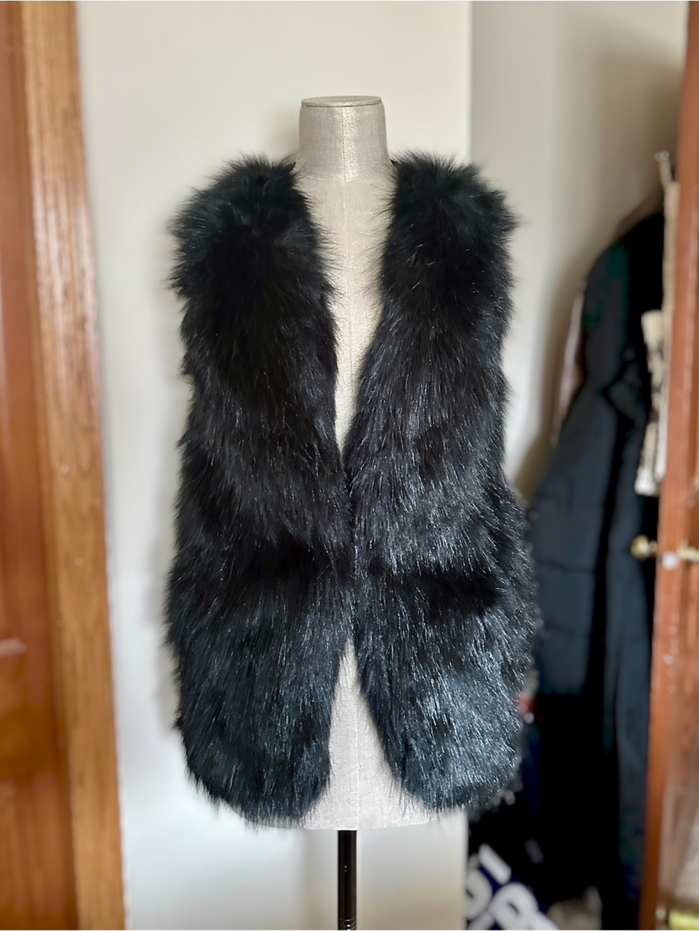 Sebby Collection Women’s Black Faux Fur Vest